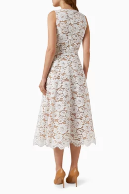 Buy Michael Kors Collection White Floral Lace Dress in Cotton