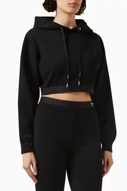 Buy Prada Black Cropped Hoodie in Knit for WOMEN in Kuwait | Ounass