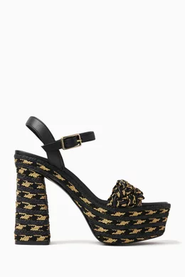 Buy Casta er Black Anne 80 Platform Sandals in Leather Fabric
