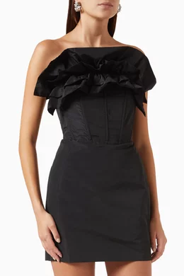 Buy PINKO Black Bariore Ruffled Mini Dress in Taffeta for Women in