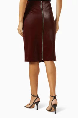 Burgundy skirt outlet zip detail