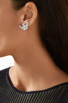 Buy Emporio Armani Silver Logo Glass crystal Stud Earrings in