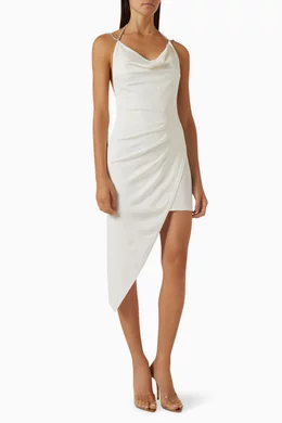 Buy Alice Olivia Neutral Coral Crystal Strap Midi Dress in