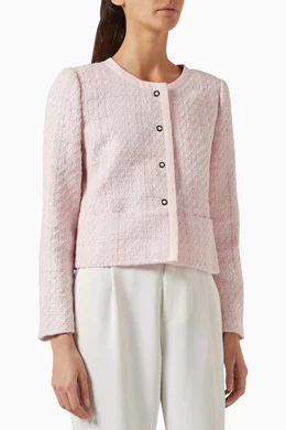 Buy Emporio Armani Pink Button down Jacket in Lurex tweed for