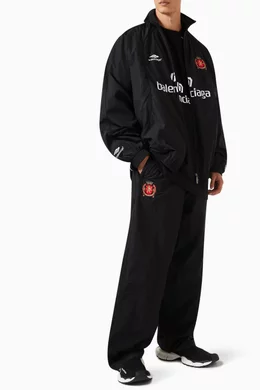 Buy Balenciaga Black Paris Soccer Tracksuit Jacket in Cotton ...