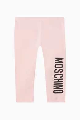 Buy Moschino Pink Logo Leggings in Cotton Jersey for Baby Girls in