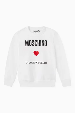 Buy Moschino White Logo Sweatshirt in Cotton for Girls in Kuwait