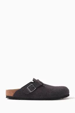 Grey wool top birkenstock sandals