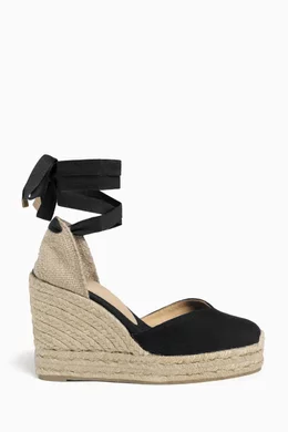 Buy Casta er Black Chiara 80 Espadrille Wedges in Canvas for Women