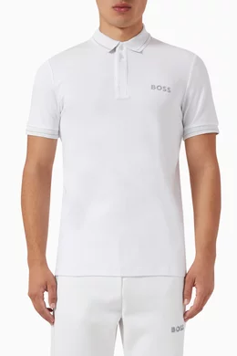 BOSS - Interlock-cotton polo shirt with embroidered logo