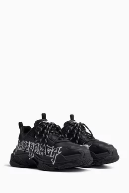 Buy Balenciaga Black Triple S Sneakers in DIY Metal Print Leather