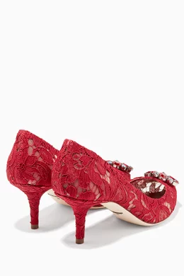 Buy Dolce Gabbana Red Bellucci Embellished Lace Pumps for Women Online Ounass Kuwait