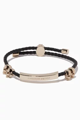 Buy McQueen Black Braided Skull Friendship Bracelet for Women