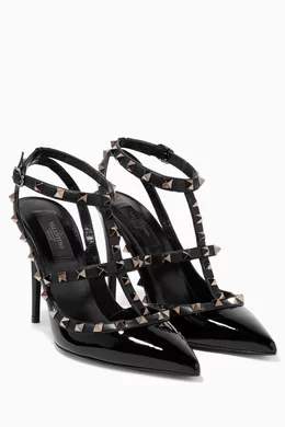 Buy Valentino Garavani Black Noir Single-Strap Rockstud Patent