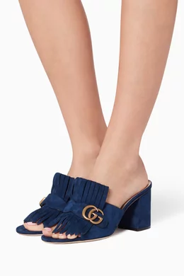 Gucci suede mid heel slide store