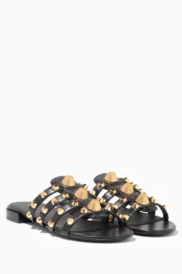 Buy Balenciaga Black Black Arena Giant Studded Flat Sandals for Women Online Ounass Kuwait