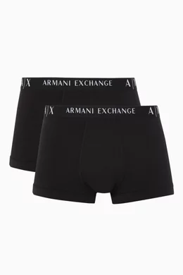 Buy Armani Exchange Black Logo Band Jersey Boxer Briefs, Set of
