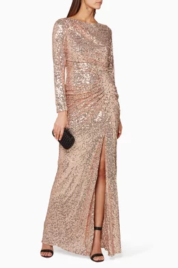 Buy Badgley Mischka Pink Pink Sequin Embellished Gown for Women Online |  Ounass Kuwait