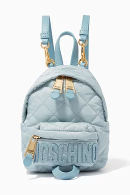 Light-Blue Mini Quilted Backpack