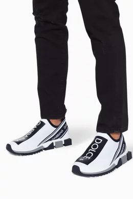 Buy Dolce & Gabbana White Sorrento Stretch-Knit Sneakers for