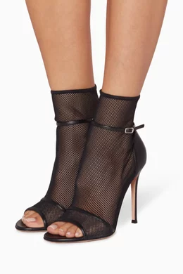 Buy Gianvito Rossi Black Black Mesh Open Toe Booties for Women Online Ounass Kuwait