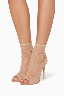 Nude open toe booties top