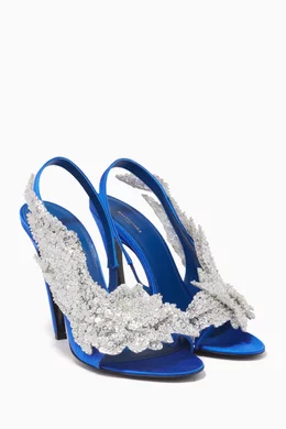Buy Balenciaga Blue Blue Sequin-Embellished Slingback Sandals for