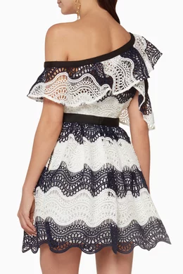 self portrait wave guipure mini dress Self-Portrait Wave guipure-lace Frill Mini Dress