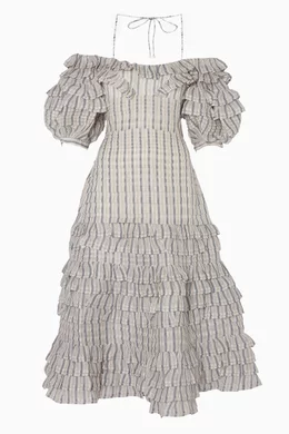Buy Zimmermann Blue Off White Blue Painted Hearts Folds Dress for Women Online Ounass Kuwait