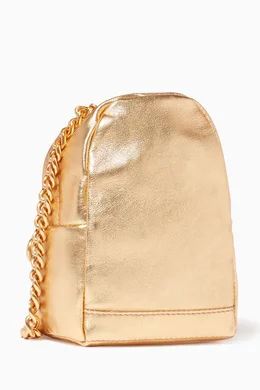 Buy Moschino Gold Gold Mini Lettering Leather Backpack for Women Online Ounass Kuwait