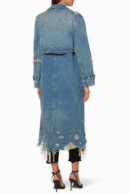 Buy Alexander Wang Blue Light Blue Denim Trench Coat for Women Online Ounass Kuwait