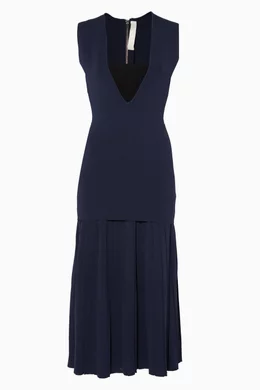 chinese dress ladies Dion Lee Linear Crepe Pleat Dress In Dark Navy main image 0