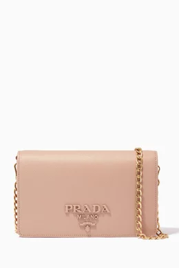 Buy Prada Neutral Powder-Pink Monochrome Wallet Chain Bag for