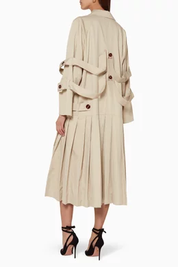 Buy Isa Arfen Neutral Beige Pleated Trench Coat for Women Online Ounass Kuwait