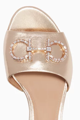 Buy Ferragamo Gold Metallic Gold Lampio Leather Sandals for Women Online Ounass Kuwait