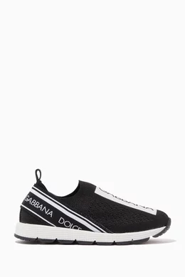 Buy Dolce Gabbana Black Slip On Logo Sneakers for Boys Online Ounass Kuwait