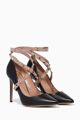 Buy Valentino Garavani Black Black Wrap Cross Over Rockstud Pumps for Women Online Ounass Kuwait