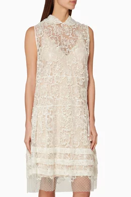 Buy Miu Miu Neutral White Sleeveless Lace Dress for Women Online Ounass Kuwait