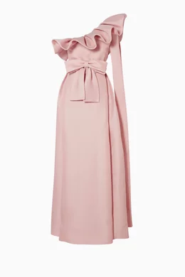 chinese dress ladies Vintage 1974 Valentino Haute Couture Pale-Pink Beaded Crystal Silk Winged  Cape Gown main image 1