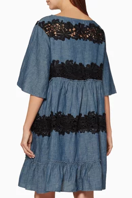chloe blue lace dress Chloé Spring Summer 1999 Blue Lace Gown main image 1