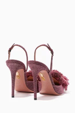 Buy Aquazzura Pink Pink Lurex Powder Puff Slingback Pumps for
