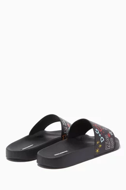 Buy Dolce Gabbana Black Black Graffiti Pool Slides for Women Online Ounass Kuwait