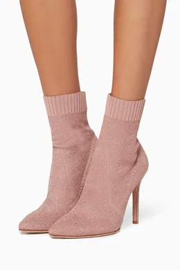 Buy Gianvito Rossi Pink Light Pink Fiona Knit Boucle Booties for Women Online Ounass Kuwait