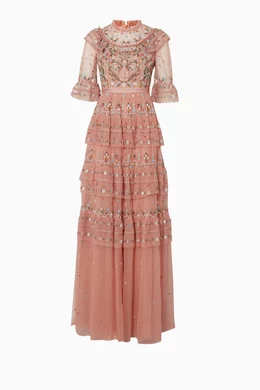 Buy Needle Thread Pink Vintage Rose Embroidered Paradise Gown for Women Online Ounass Kuwait