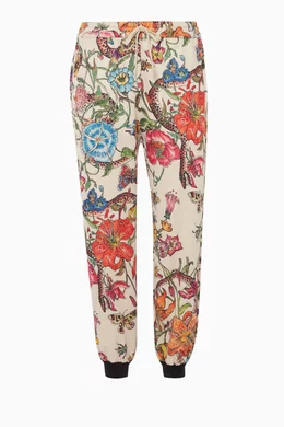 Buy Gucci Multicolour Multi-Coloured Floral-Print Track Pants for