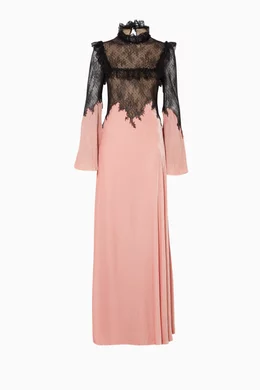 peach and black lace dress Shirah, 20s peach silk and black lace dress  One Vintage