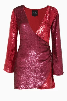 Buy Retrofete Burgundy Burgundy Pink Embellished Christine Dress for Women Online Ounass Kuwait