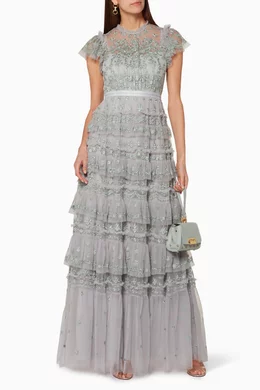 Buy Needle Thread Blue Pistachio Blue Embroidered Darcy Gown for Women Online Ounass Kuwait