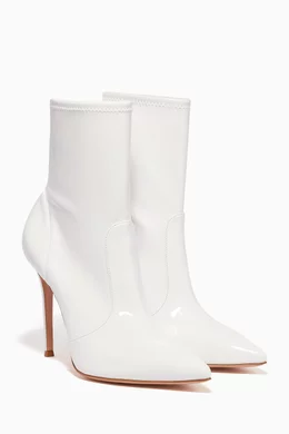 Buy Gianvito Rossi White White Imogen Patent Leather Boots for Women Online Ounass Kuwait