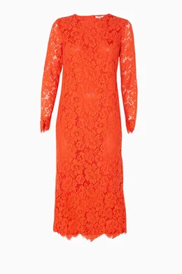 Buy Ganni Red Apple-Red Lace Jerome Dress for Women Online